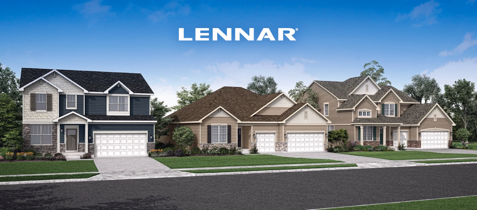 Lennar home designs at Highland Estates